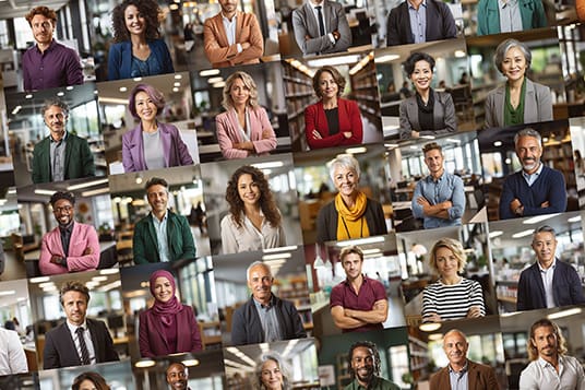 photo of large group of portraits of adults.