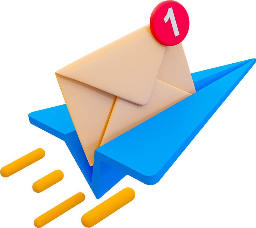 illustration of an envelope inside a flying paper plane