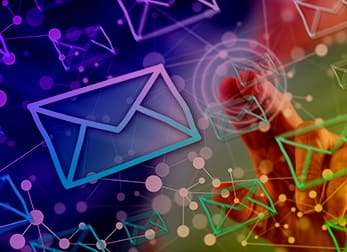 colorful illustration of envelope symbols and connected dots