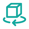 icon of a 3-d box with circular arrow around it